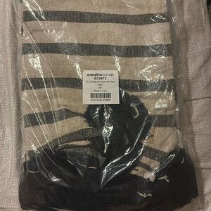 Creative Co-Op black and natural throw with black tassels